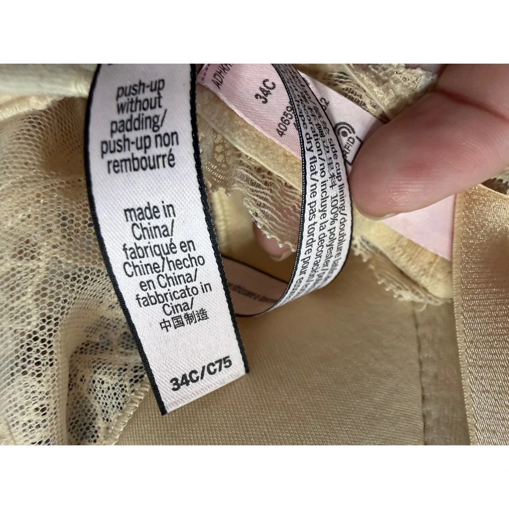 Victoria's Secret Push-Up Without Padding Lace‎ Bra 34C Animal Print Beige